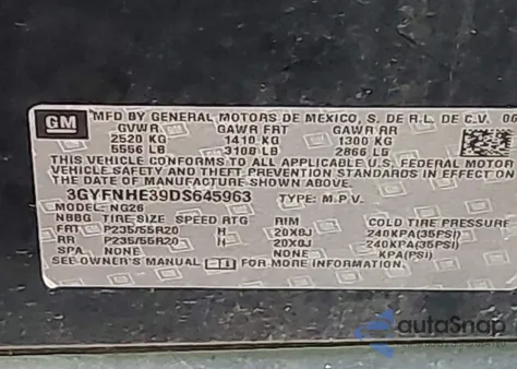 2013 Cadillac Srx Performance Collection z USA, uszkodzony, nr VIN 3GYFNHE39DS645963